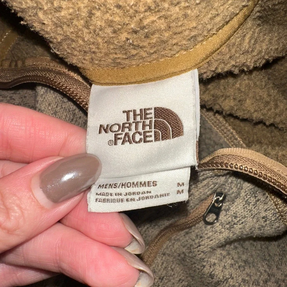 The North Face Mens Gordon Lyons Fleece Jacket Full Zip Sweater Brown Tan Size M